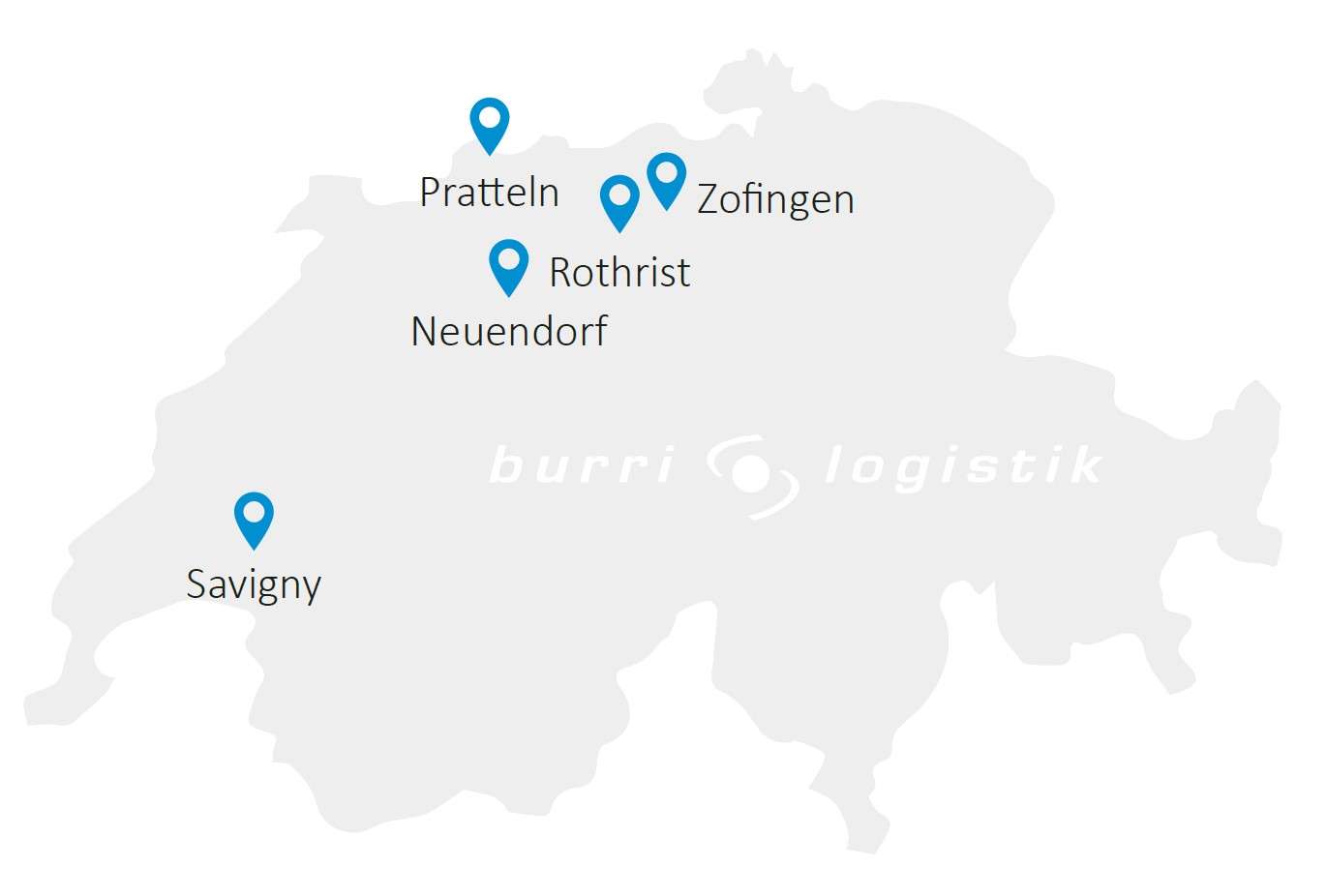 Karte Standorte Burri Logistik